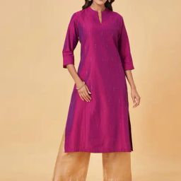 Rangmanch by Pantaloons Purple Woven Pattern Straight Kurta-image-29