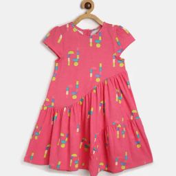 MINIKLUB Kids Pink Printed Dress-image-50