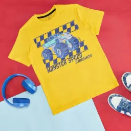 Pantaloons Junior Yellow & Blue Cotton Printed T-Shirt-picture-16