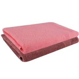 Dollar Salmon Pink & Brown 400 GSM 100% Cotton Bath Towels - Set of 2-image-94