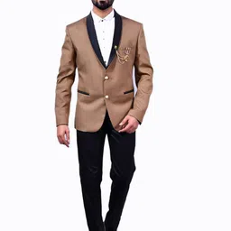 Yaqoot Printed Slim Fit Single Breasted Tuxedo Blazer-image-93