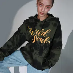 Hubberholme Green Cotton Graphic Print Hoodie-image-30