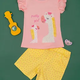 MeeMee Unisex Printed Round Neck Pure Cotton Top With Shorts-46