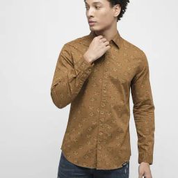 Produkt By Jack & Jones Brown Cotton Slim Fit Printed Shirt-image-16
