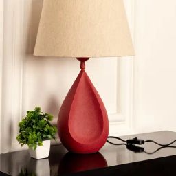 Divine Trends Red Aluminium Drop Textu Table Lamp with Lampshade-image-39