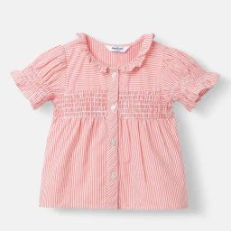 Nauti Nati Girls Orange Cotton Striped Regular Fit Top-picture-1