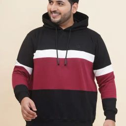John Pride Black Regular Fit Colour Block Hooded Sweatshirt-image-87