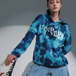 Hubberholme Blue Cotton Graphic Print Hoodie-image-23