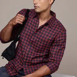 R.Code by The Roadster Life Co. Men Classic Tartan Checked Casual Shirt-image-3