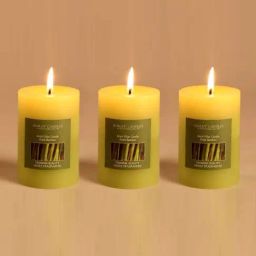 HOSLEY Green Wax Pillar Candle - Set of 3-image-75