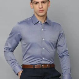 Luxure By Louis Philippe Blue Cotton Slim Fit Texture Shirt-picture-16