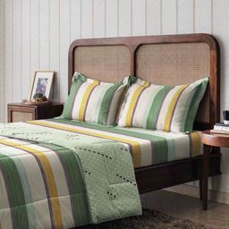 The Happy Pod Stripe Pure Cotton Single Bedding Set - Comforter Bedsheet &1 Pillow Cover-image-55