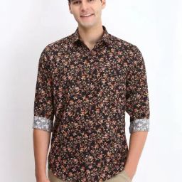 Allen Solly Brown Cotton Slim Fit Floral Print Shirt-image-97