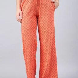 FEMEA Orange Cotton Print Lounge Pants-picture-24