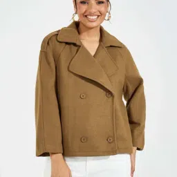 Styli Brown Plain Jacket-image-84