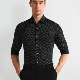 Arrow Black Cotton Slim Fit Printed Shirt-picture-30