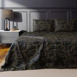 Stoa Paris Noir Printed Gold 300 TC Polyester King Bed Sheet with 2 Pillow Covers-image-17