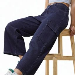 Bewakoof Blue Solid Cargo Jeans-image-37