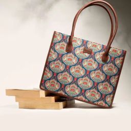 ZOUK Kovil Blue Book Blue Printed Tote Handbag-2