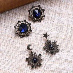 Sohi Women's Celestrial Flora Drop Earrings  Sapphire Blue (Set Of 2)-image-15
