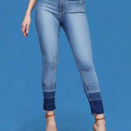 Miss Chase Blue Skinny Fit High Rise Stretchable Jeans-image-86