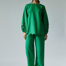 Maisolos Round Neck Cotton Linen Top & Trousers-image-18