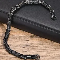 Peora Black Stainless Steel Openable Stylish Bracelet-picture-40