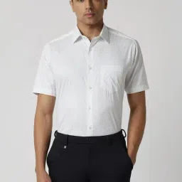 Van Heusen White Cotton Regular Fit Printed Shirt-picture-47