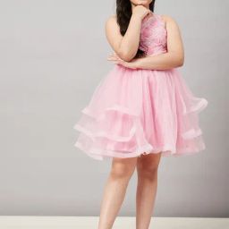 StyloBug Girls Pink Embroidered Dress-picture-5