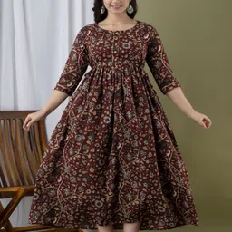 Nevisha Style Women Floral Printed Thread Work Floral Maternity Anarkali Kurta-37