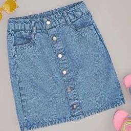 Pantaloons Junior Girls Medium Blue Cotton Solid Skirts & Skorts & Shorts-image-43