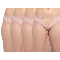 Erotissch Pack Of 4 Peach Lace Bikini-image-7