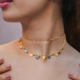 Shaya Sparkle in the Air Confetti 92.5 Sterling Silver Necklace in Gold Plating for Women-image-84