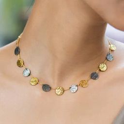 Shaya Hint of Shimmer Confetti 92.5 Sterling Silver Necklace in Gold Plating for Women-image-5