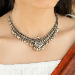 Shaya Antique Beejis Committee Meeting 92.5 Sterling Silver Necklace for Women-image-11