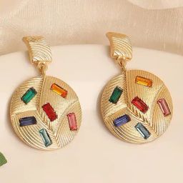 Sohi Gold Plated Party Designer Stone Drop Earrings-13