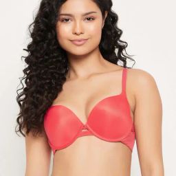 Clovia Red Plain Bra-picture-5