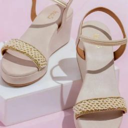 Inc.5 Women's Beige Ankle Strap Wedges-image-42
