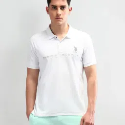 USPA Active White Cotton Slim Fit Logo Printed Sports Polo-image-21