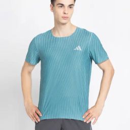Adidas Turquoise Regular Fit Striped Sports T-Shirt-image-39