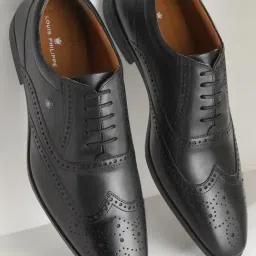 Louis Philippe Men's Black Brogue Shoes-image-32