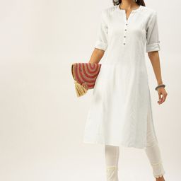 Vedic Women White Striped Kurta-picture-35