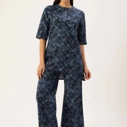 Clt.S Blue Cotton Regular Fit Printed Pyjamas Set-image-13