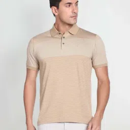 Arrow Beige Regular Fit Striped Cotton Polo T-Shirt-picture-36