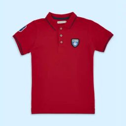 Pantaloons Junior Red Cotton Applique Polo T-Shirt-image-64
