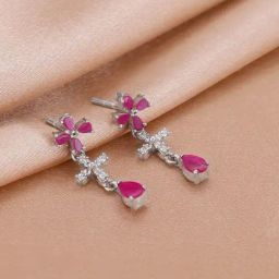 GIVA 92.5 Sterling Silver Periwinkle Drop Earrings for Women-image-49