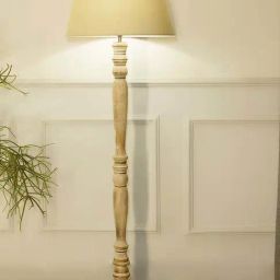 Kapoor E Illuminations Siemon Distress White Wood Single Light Floor Lamp-image-124