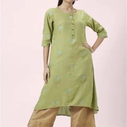 Rangmanch by Pantaloons Green Printed High Low Kurta-image-54