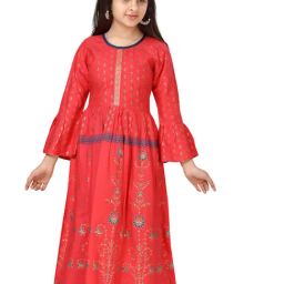 Aarika Kids Red Floral Print Full Sleeves Kurti-image-79