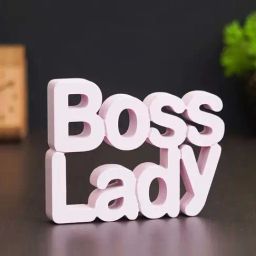 eCraftIndia Pink Wooden "Boss Lady" Cutout Showpiece-image-100
